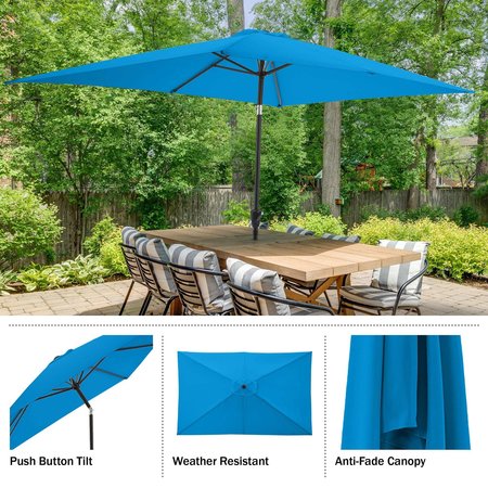 Pure Garden 10 Rectangular Umbrella, Bright Blue 50-LG1281
